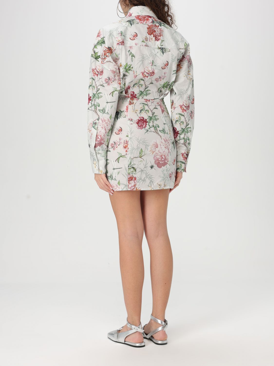 Floral-print mini dress - White