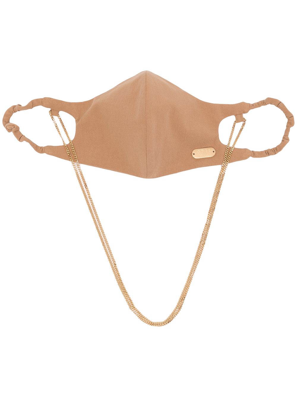 Logo-plaque cotton face mask - Brown