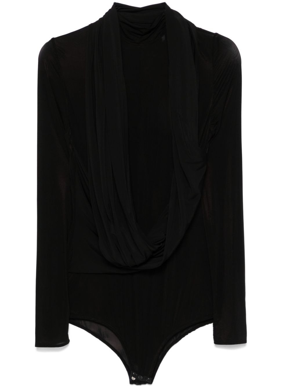 Cape-effect sheer bodysuit - Black