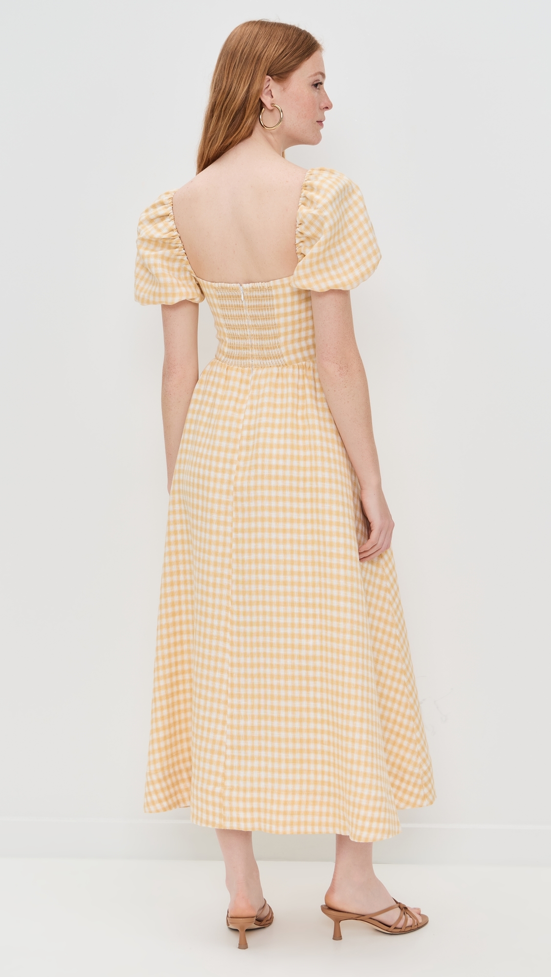 Reformation Marella Linen Dress Sunshine Check