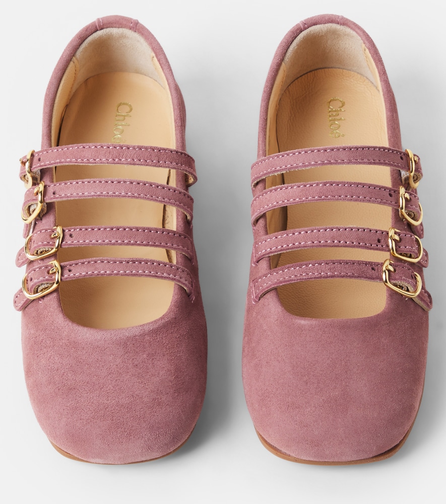 Chloé Kids Suede Mary Jane flats