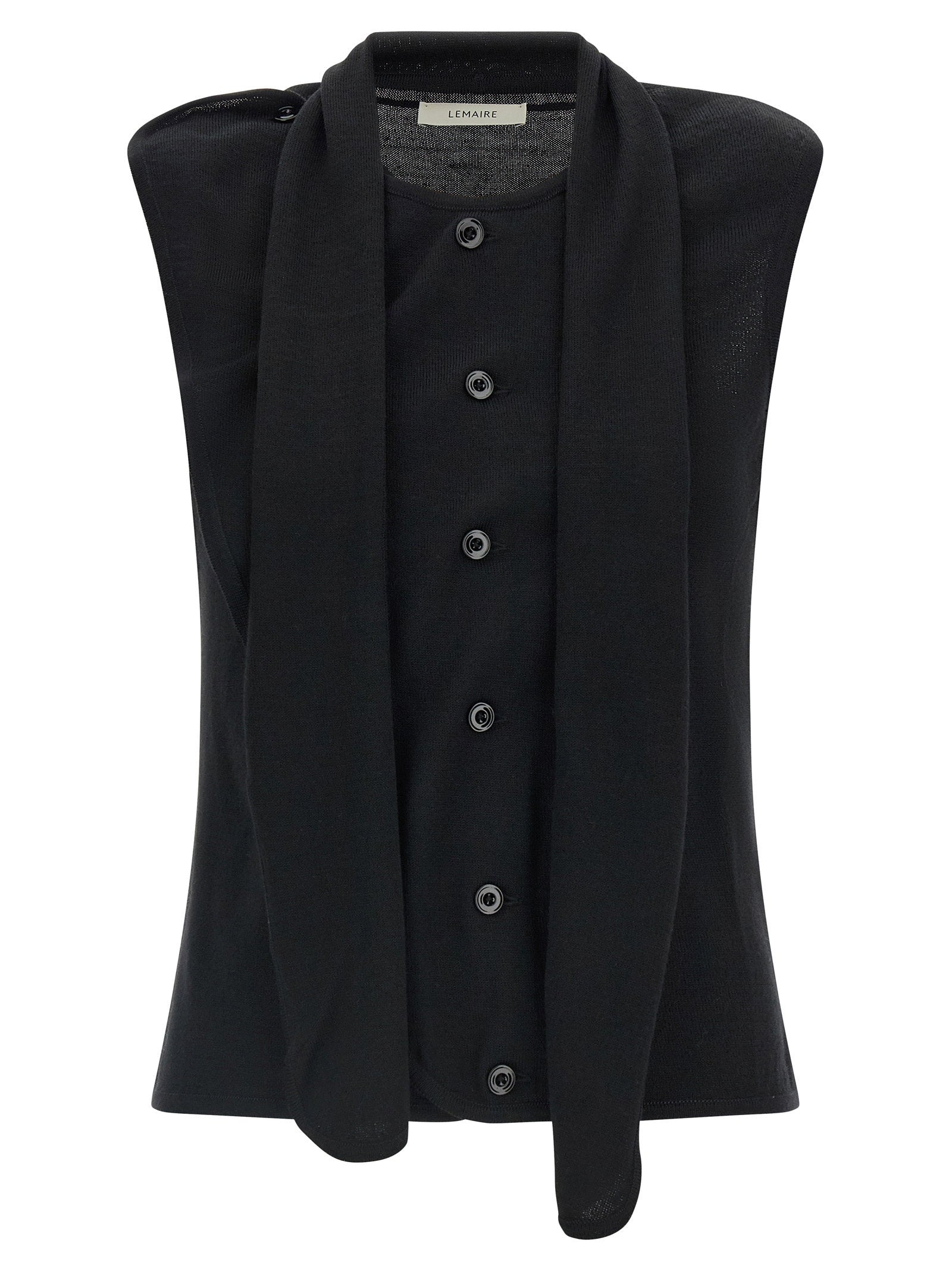 Draped Panel Vest — Black