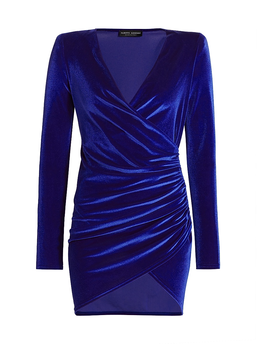 Women's Fance Velvet Ruched Minidress - Blue