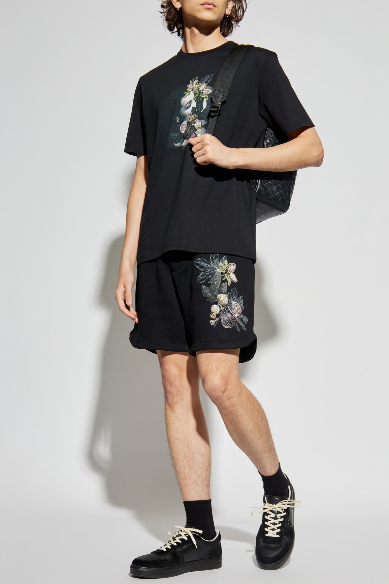 Shorts With Colorful Embroidery, Men's, Black