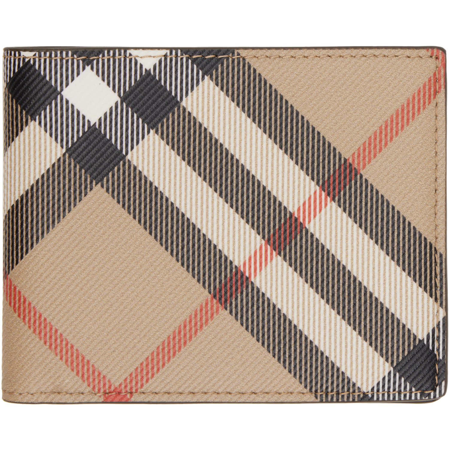 Beige Check Slim Bifold Wallet