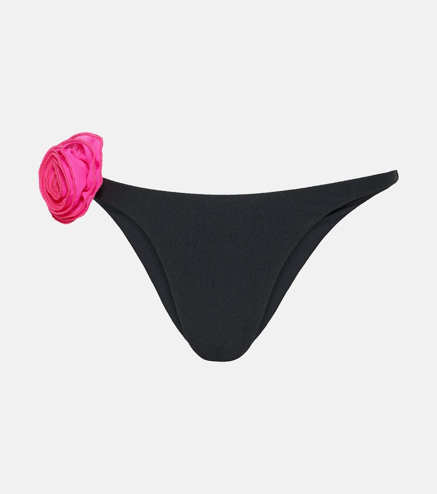 Rose appliqué low-rise bikini bottoms
