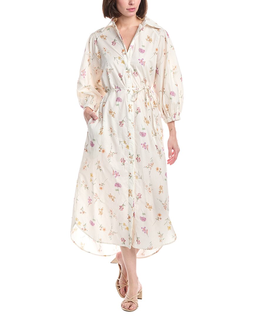 Contrast Floral Print Belted Maxi Shirtdress