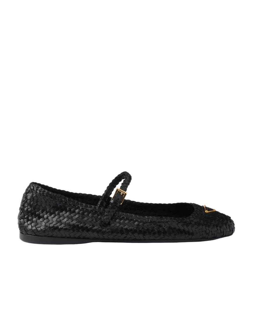 Woven leather ballerinas