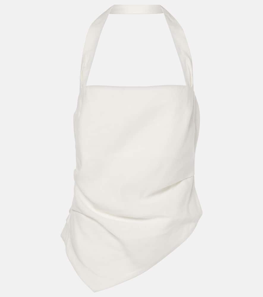 Dorian halterneck linen-blend top