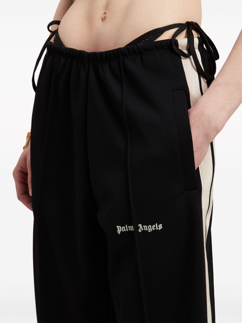 Side-stripe track pants - Black
