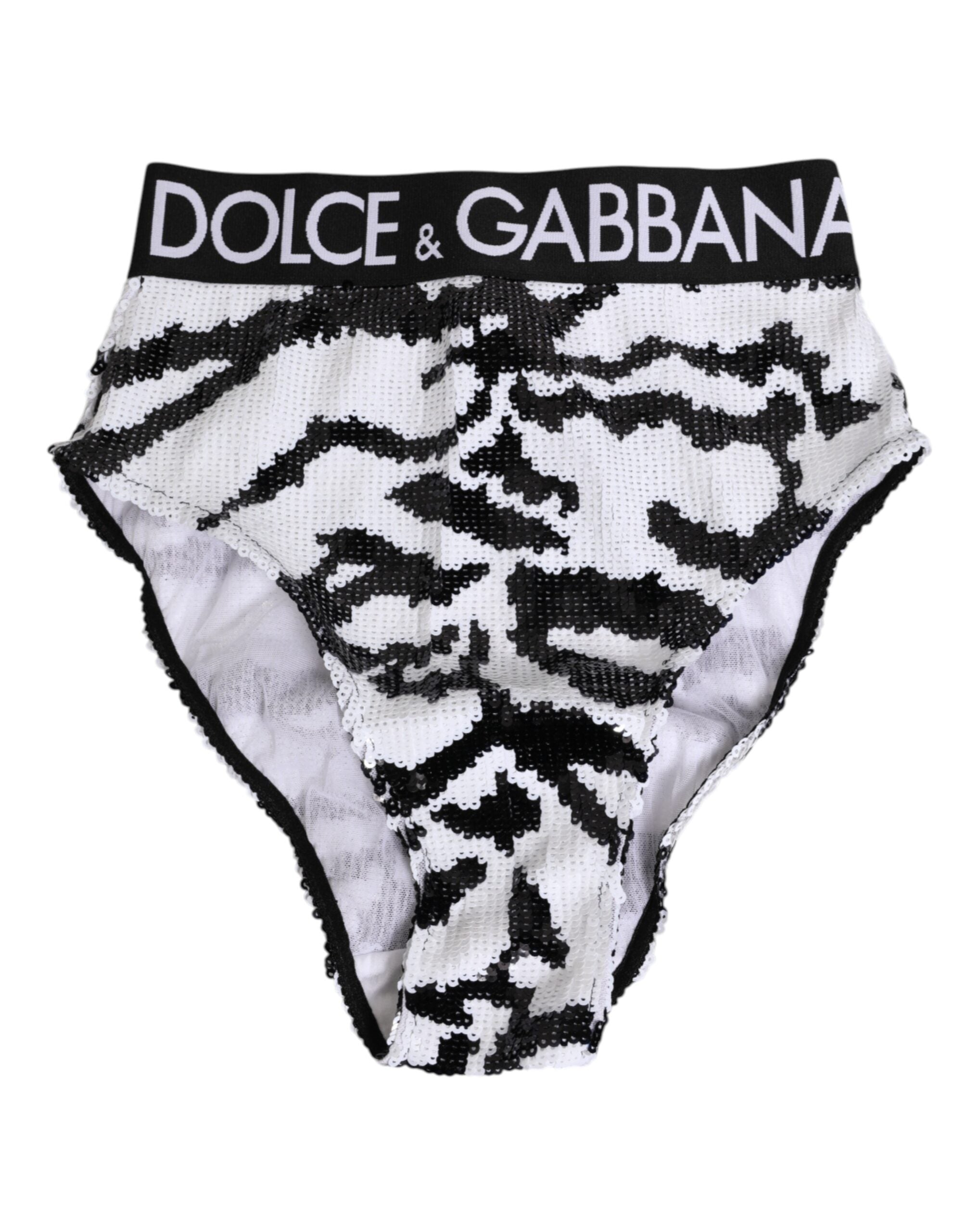 Sequin High-Brief Panty — White