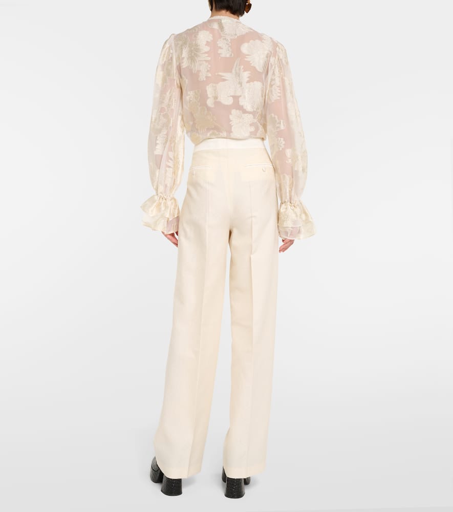 Cotton and wool straight pants