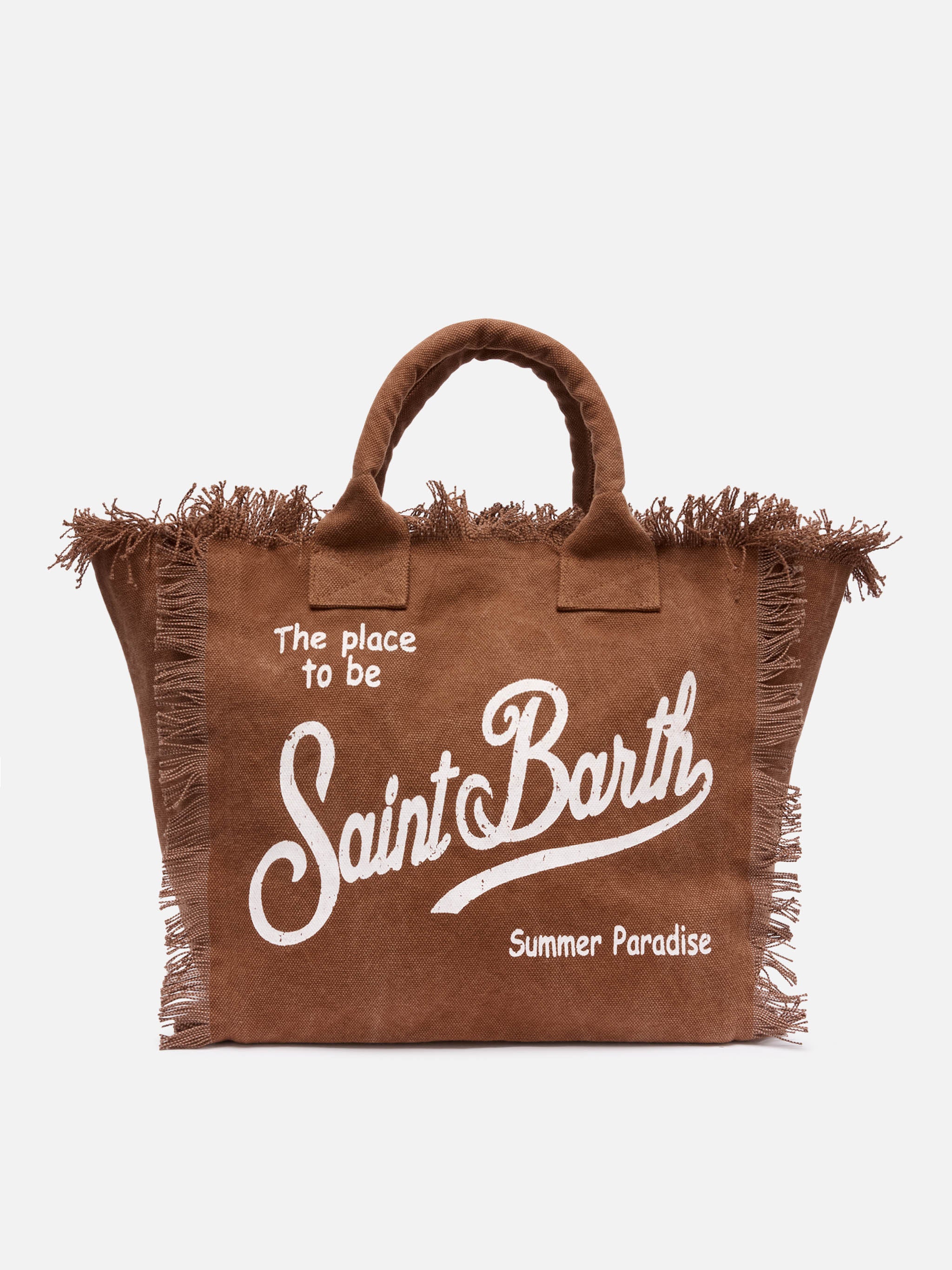 Brown Cotton Canvas Vanity Tote Bag - Unisex
