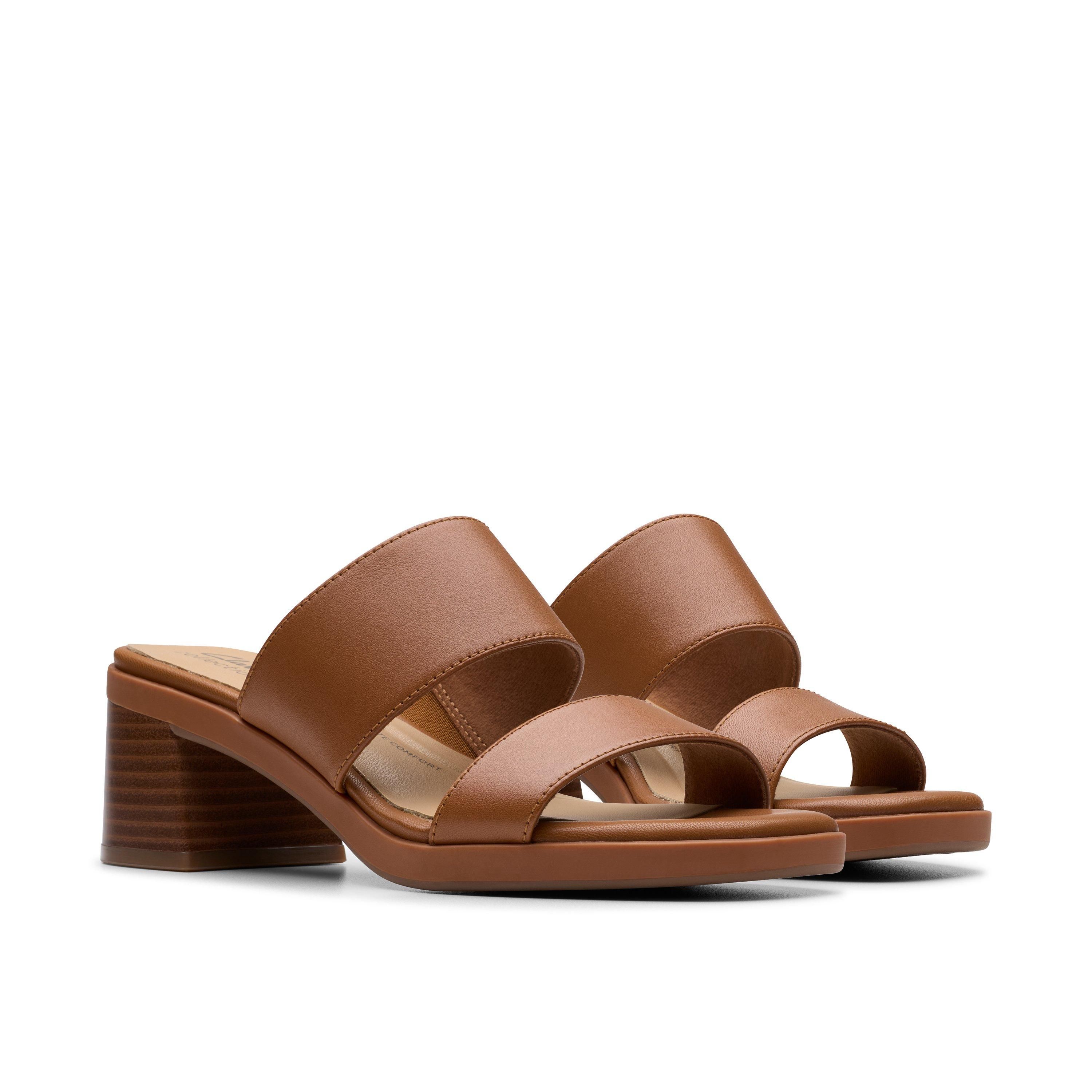 Clarks Jaylan Dusk Tan Leather Heeled Sandals In Brown