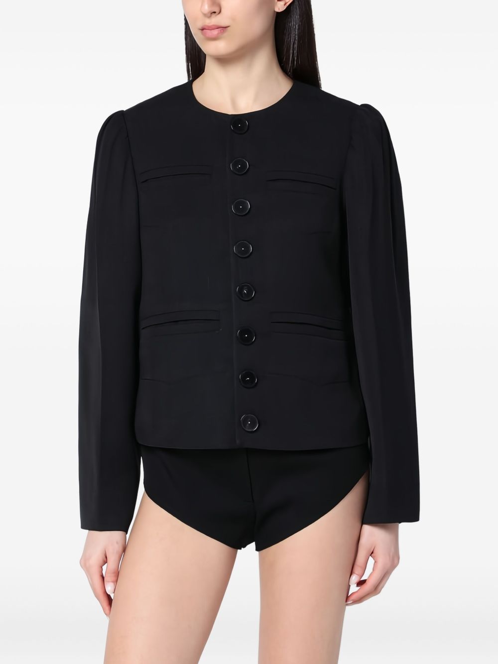 Collarless jacket - Black