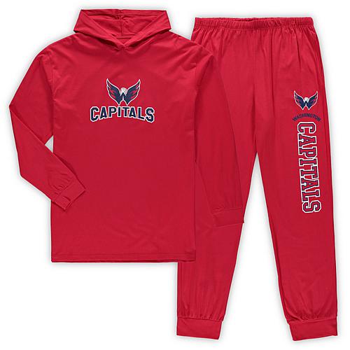 Men's Red Washington Capitals Big & Tall Pullover Hoodie & Joggers Sleep Set