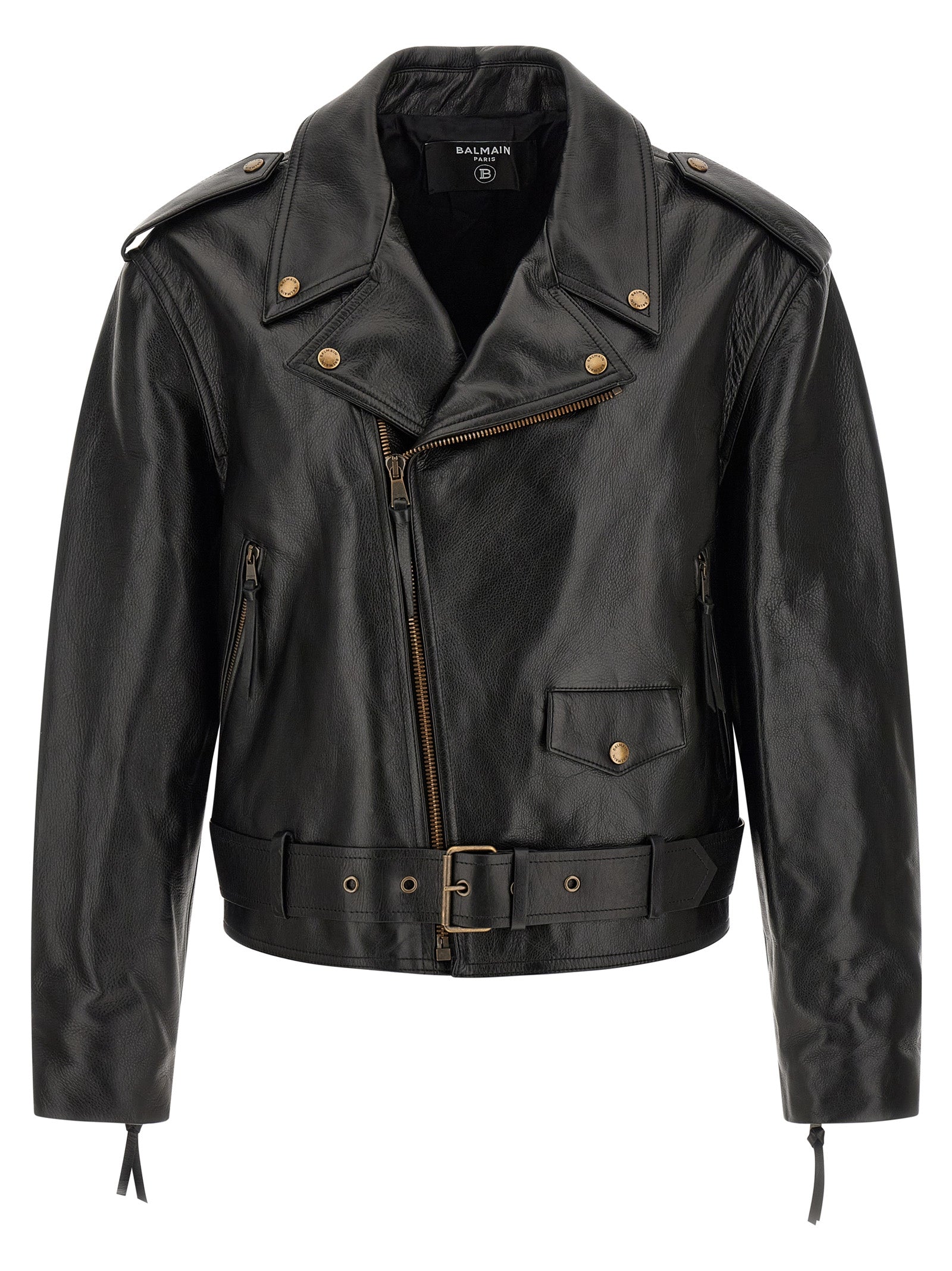 Calfskin Leather Biker Jacket — Black