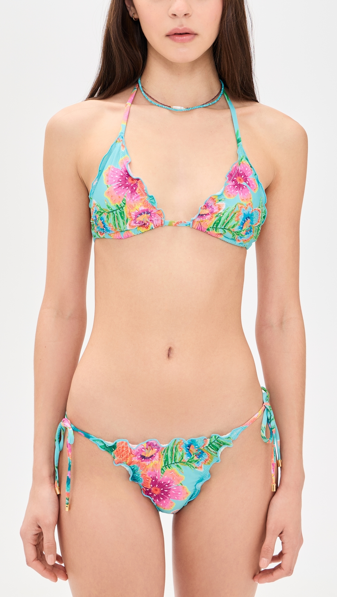 Embroidered Lettuce Edge Triangle Swim Top Solana D