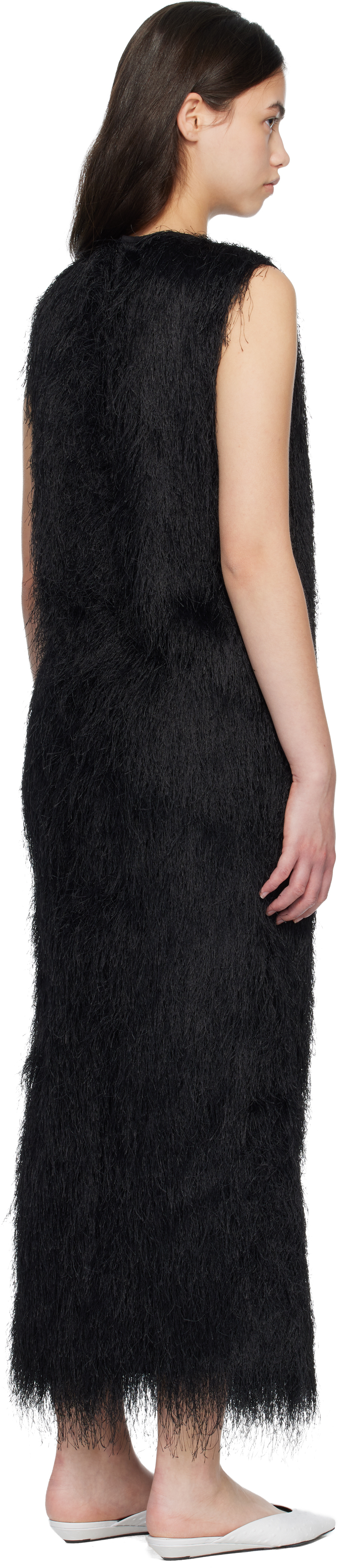 Black TIWA Fringed Maxi Dress