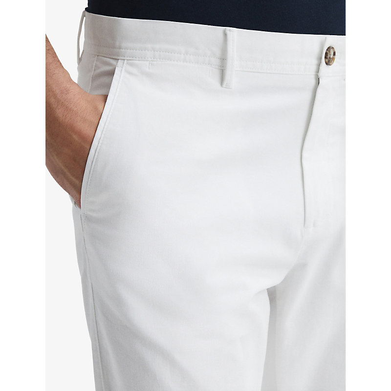 Mens White Pitch Slim-leg Washed-finish Stretch-cotton Chinos