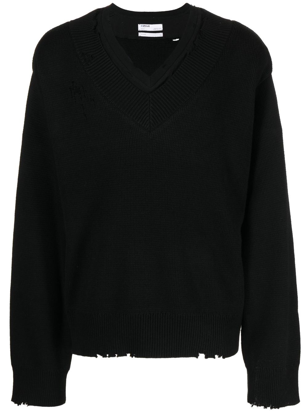 Layered distressed-finish jumper - Black