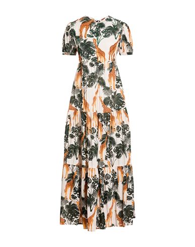 Woman Maxi dress Dark green Size L Cotton