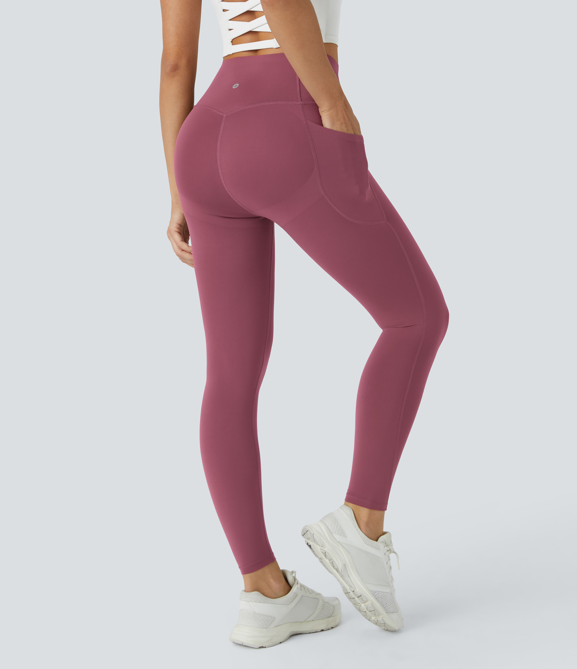 UltraSculpt™ SoCinched High Waisted Butt Lifting Tummy Control Pocket Shaping Workout Leggings  - Evening Red