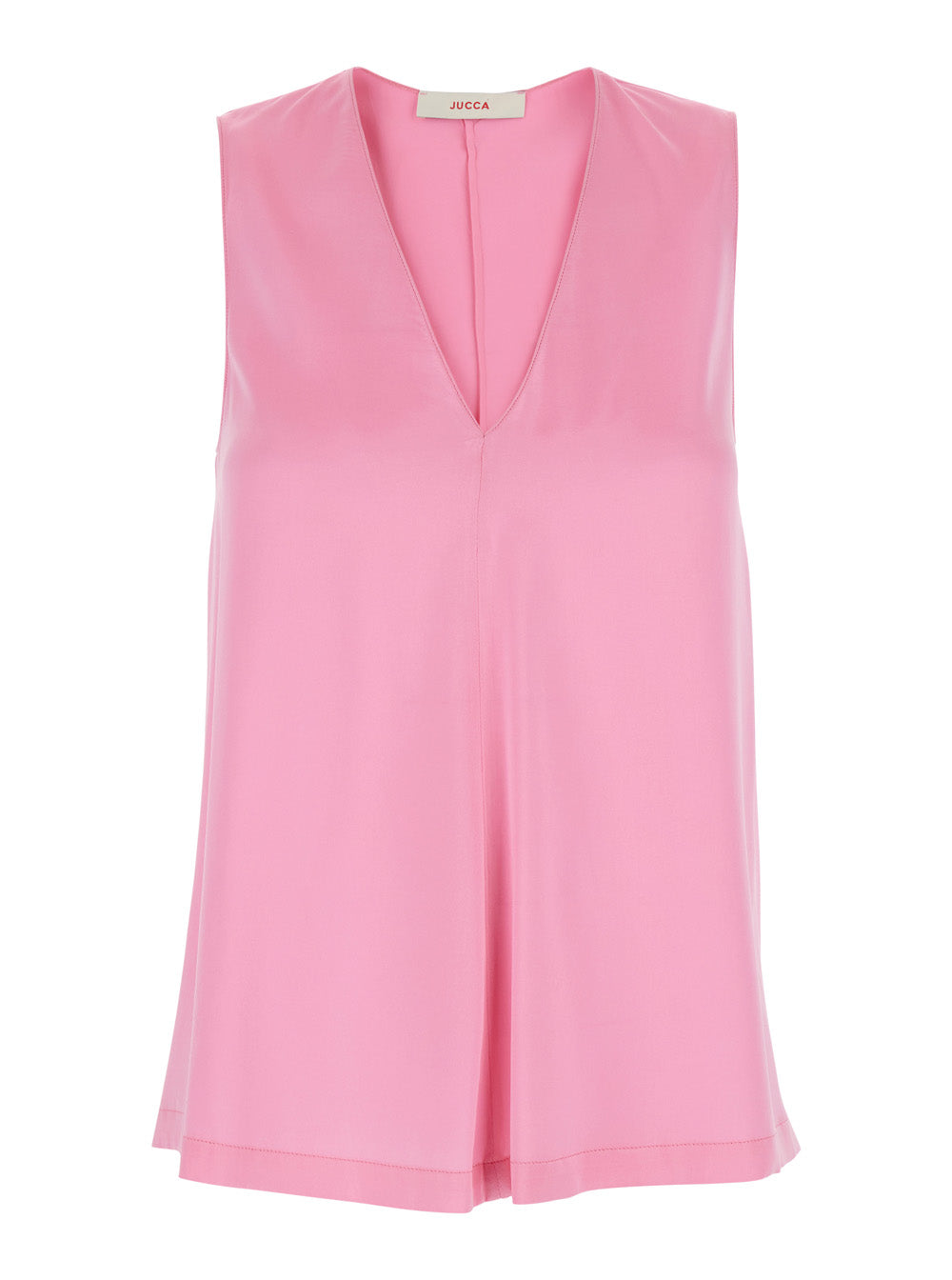 Silk V-Neck Tank Top — Pink