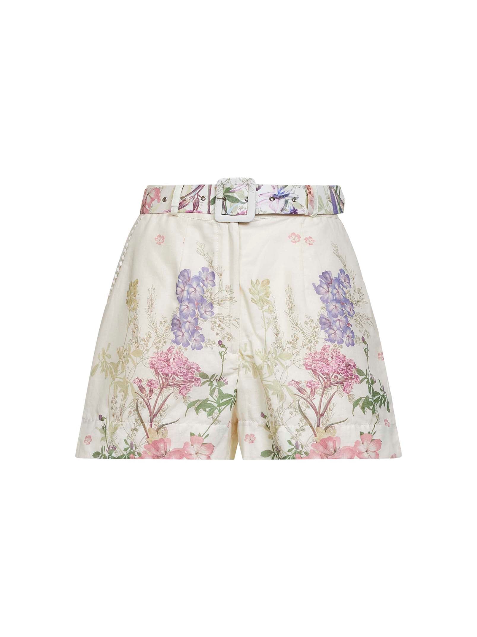 Floral Embroidered Cotton Bermudas — Ivory