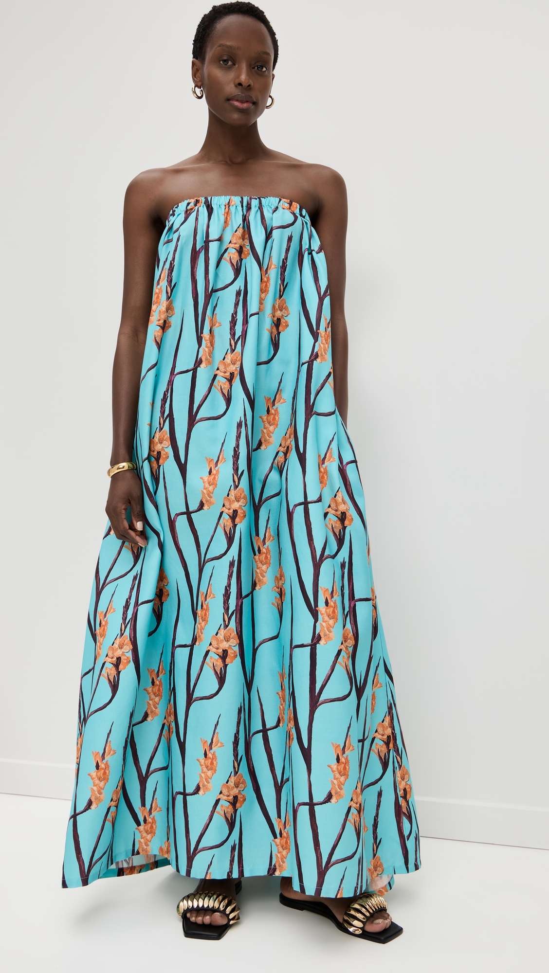 Strapless Maxi Dress Gladiolus Flower