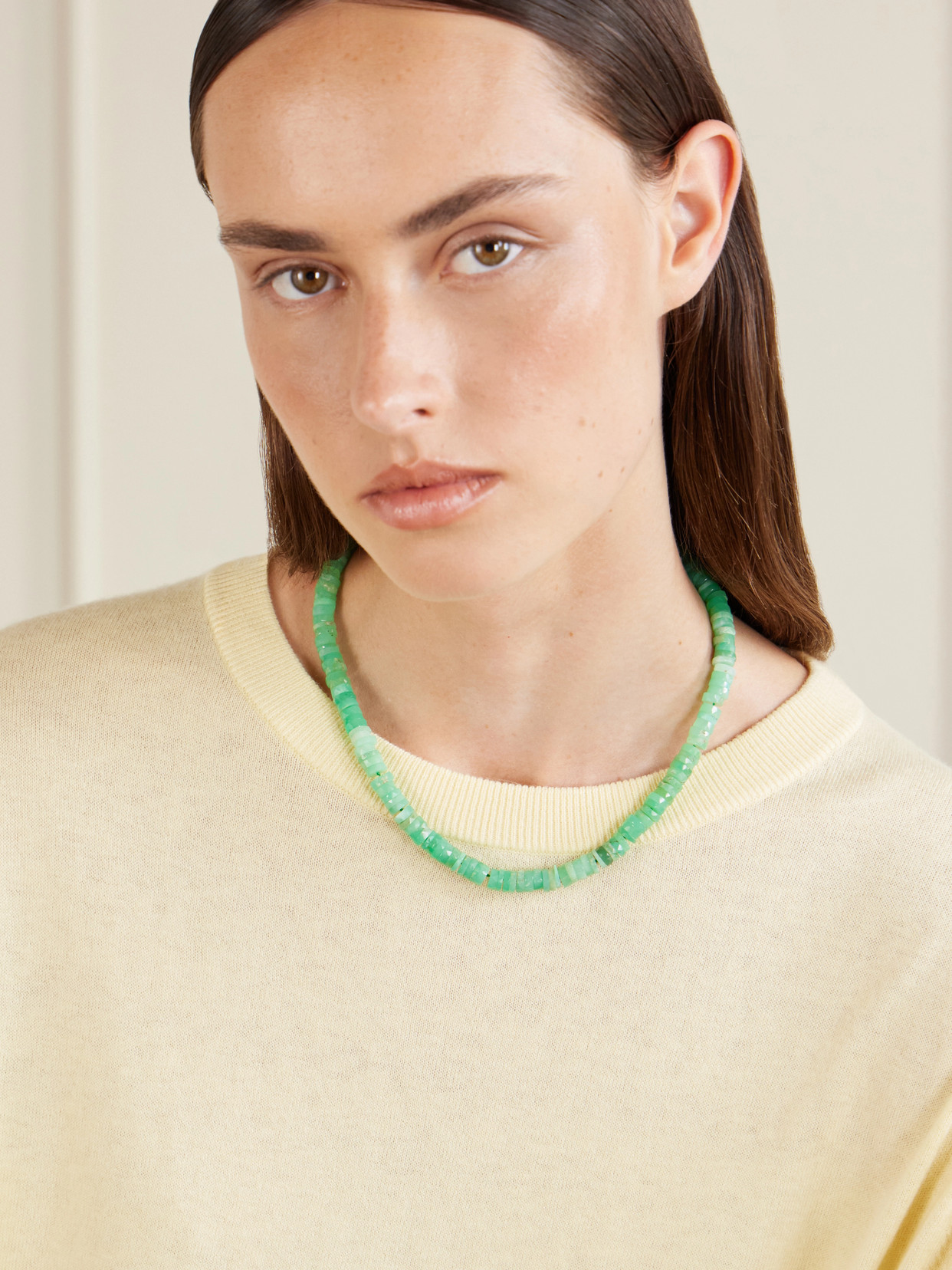 14-karat Gold Chrysoprase Necklace - Green