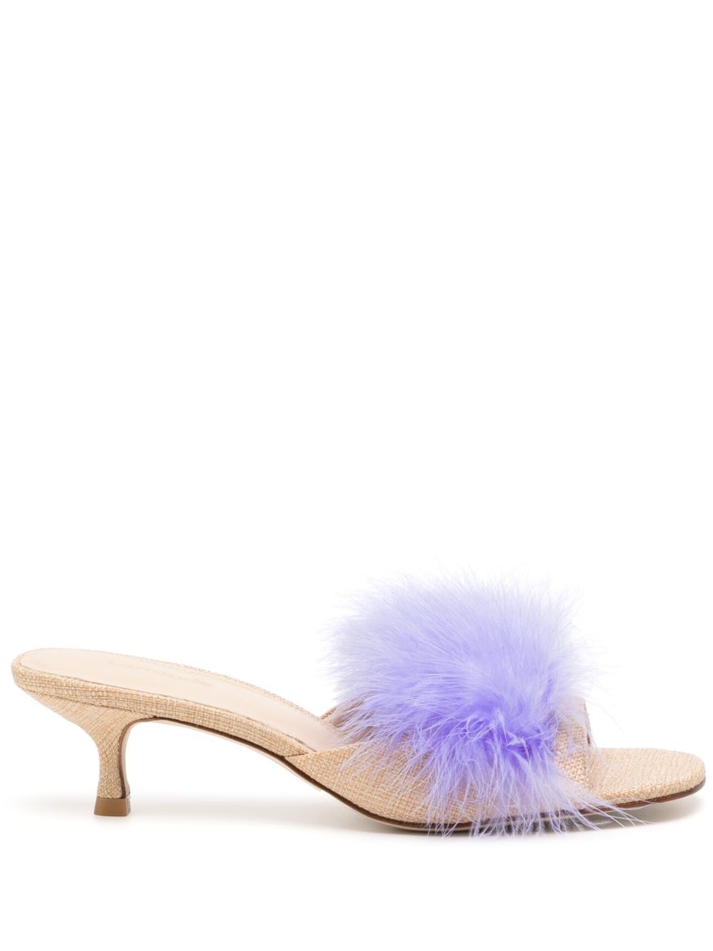 Feather-detailing 60mm mules - Neutrals
