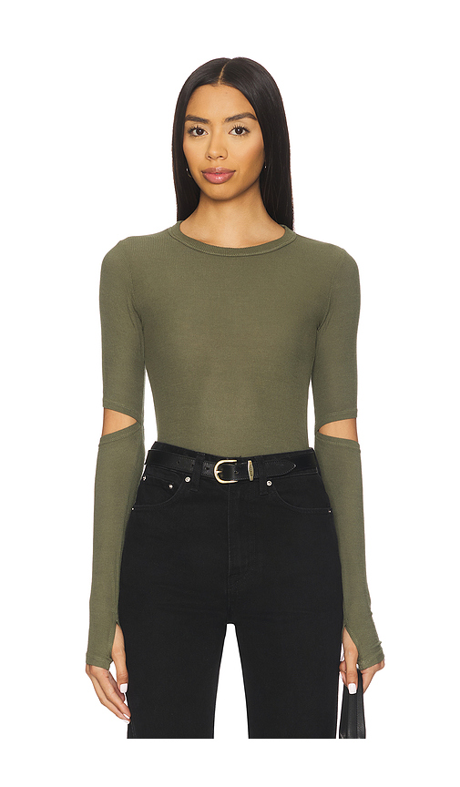 Michael Lauren Solomon Long Sleeve Fitted Tee in Green. - XL also in L, M