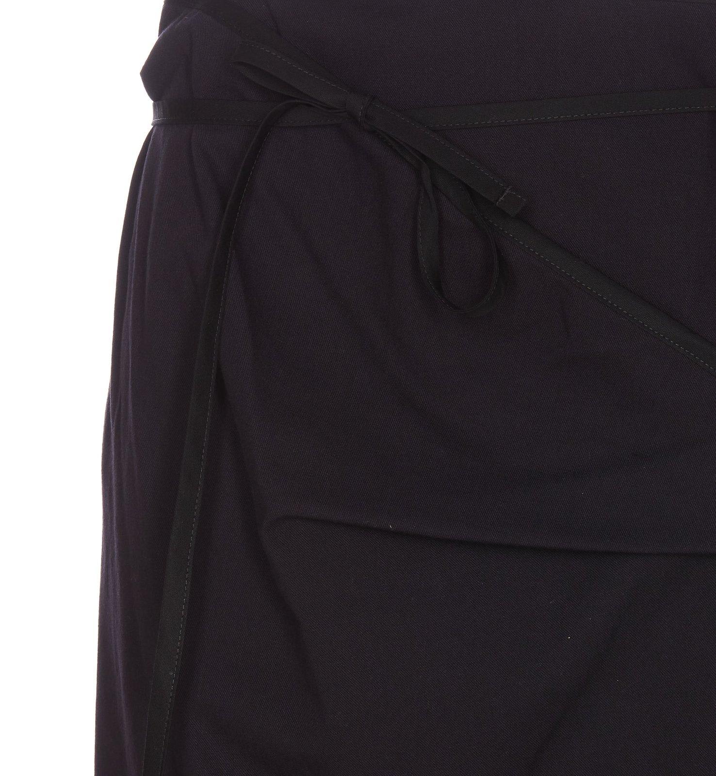 Wrapped Asymmetric Tied Midi Skirt