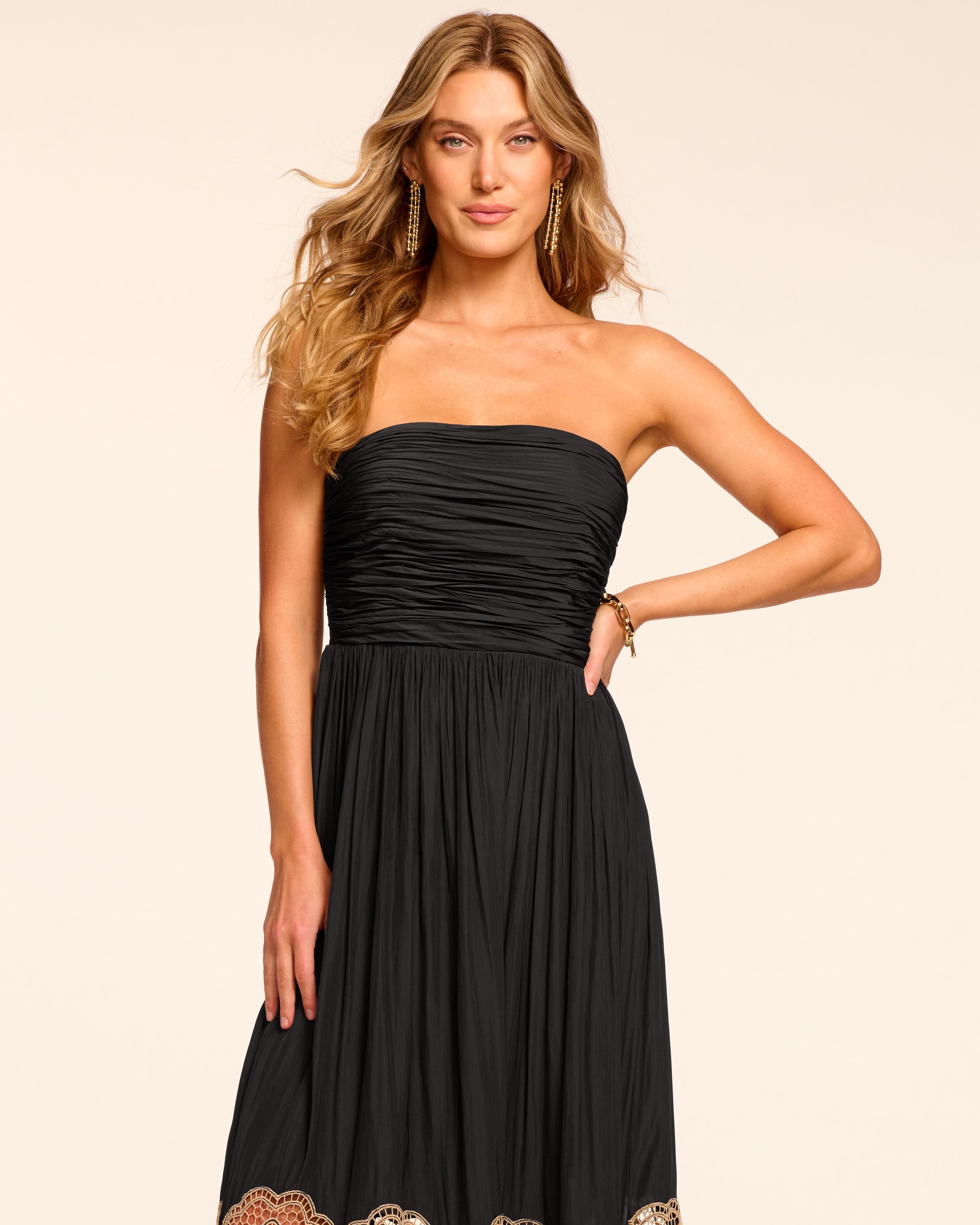 Milani Embellished Strapless Maxi Dress in Ivory