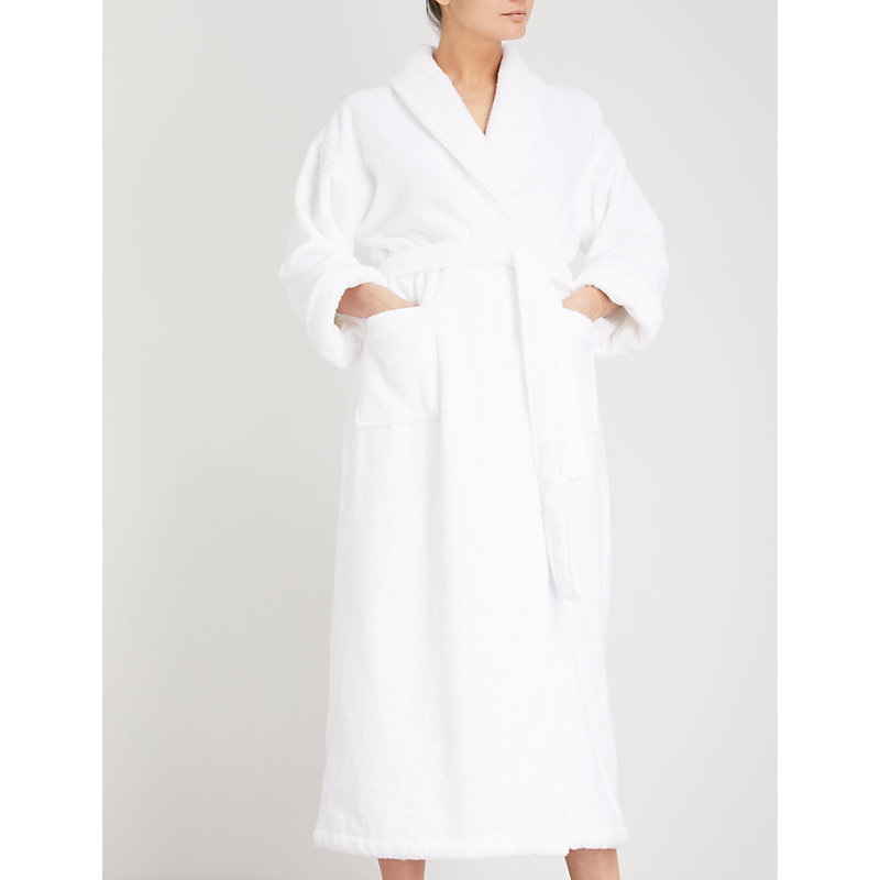 Womens White Cotton-towelling Dressing Gown