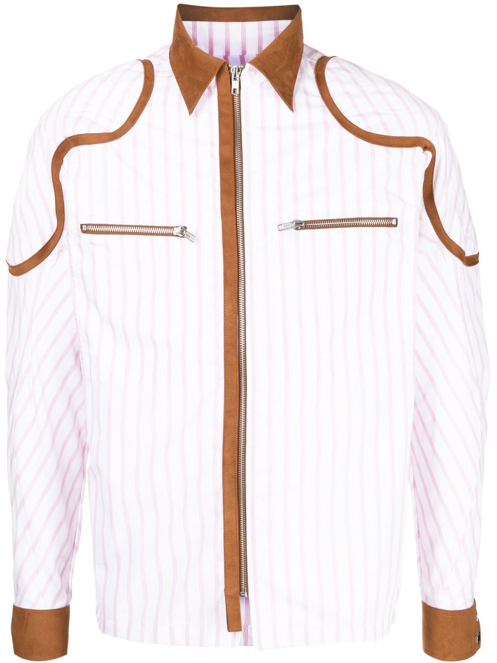 Patch-detail striped shirts - White