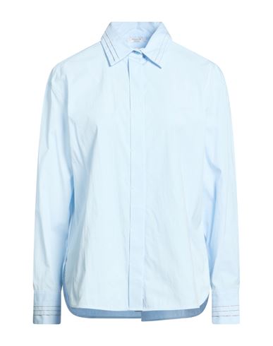 Woman Shirt Sky blue Size 8 Cotton, Elastane