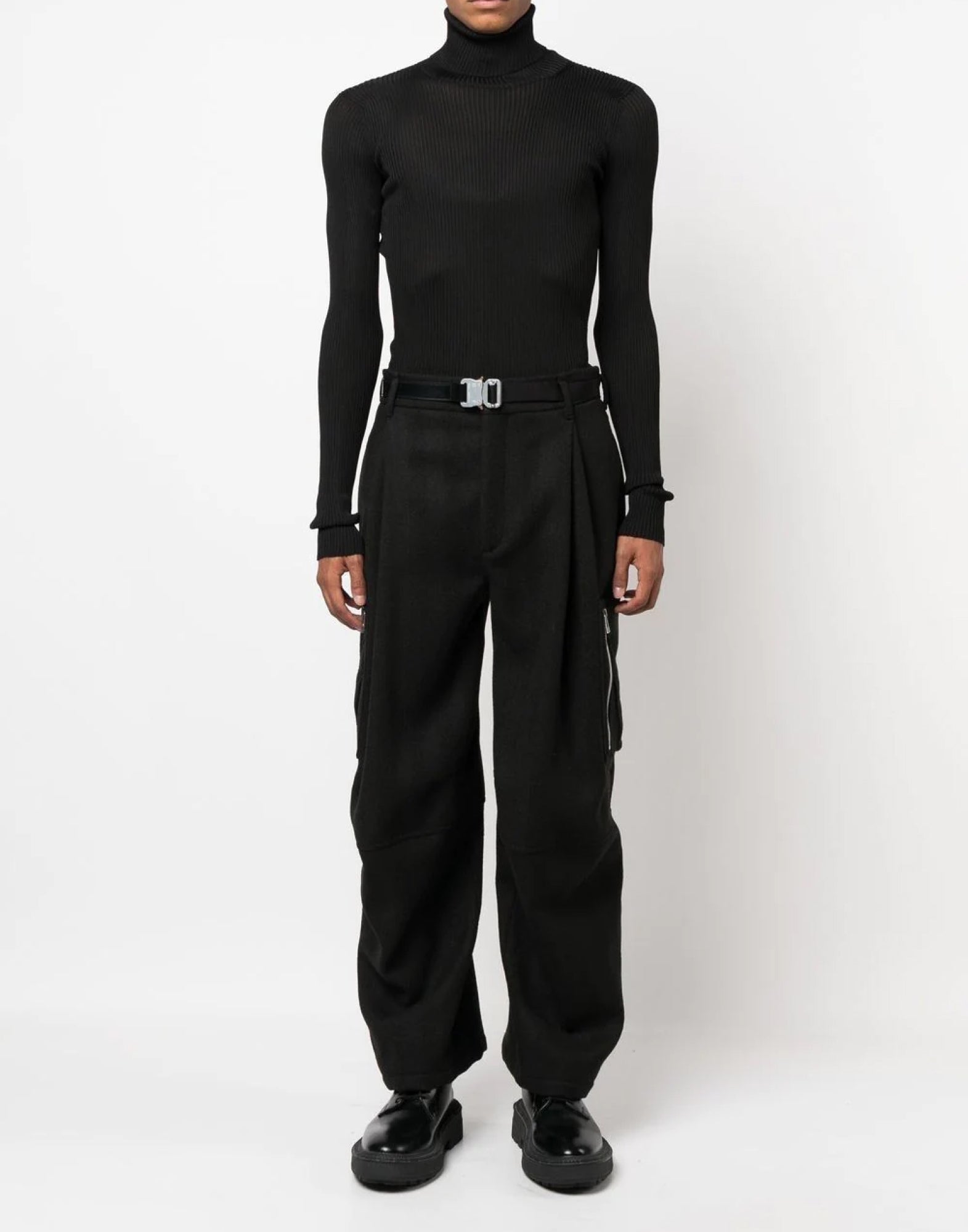 Helvetica Logo Turtleneck Sweater — Black
