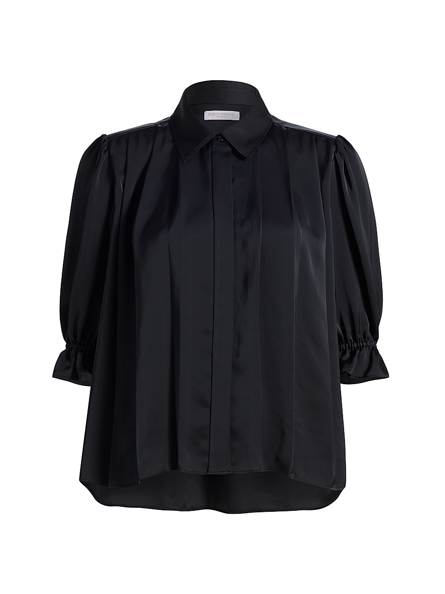 Women's Amira Pleated Shirt - Black