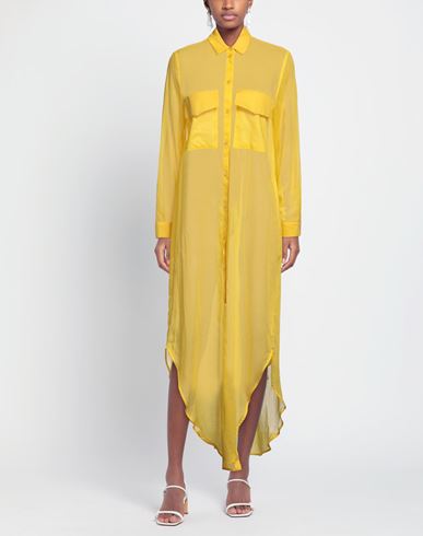 Woman Midi dress Yellow Size 2 Cotton