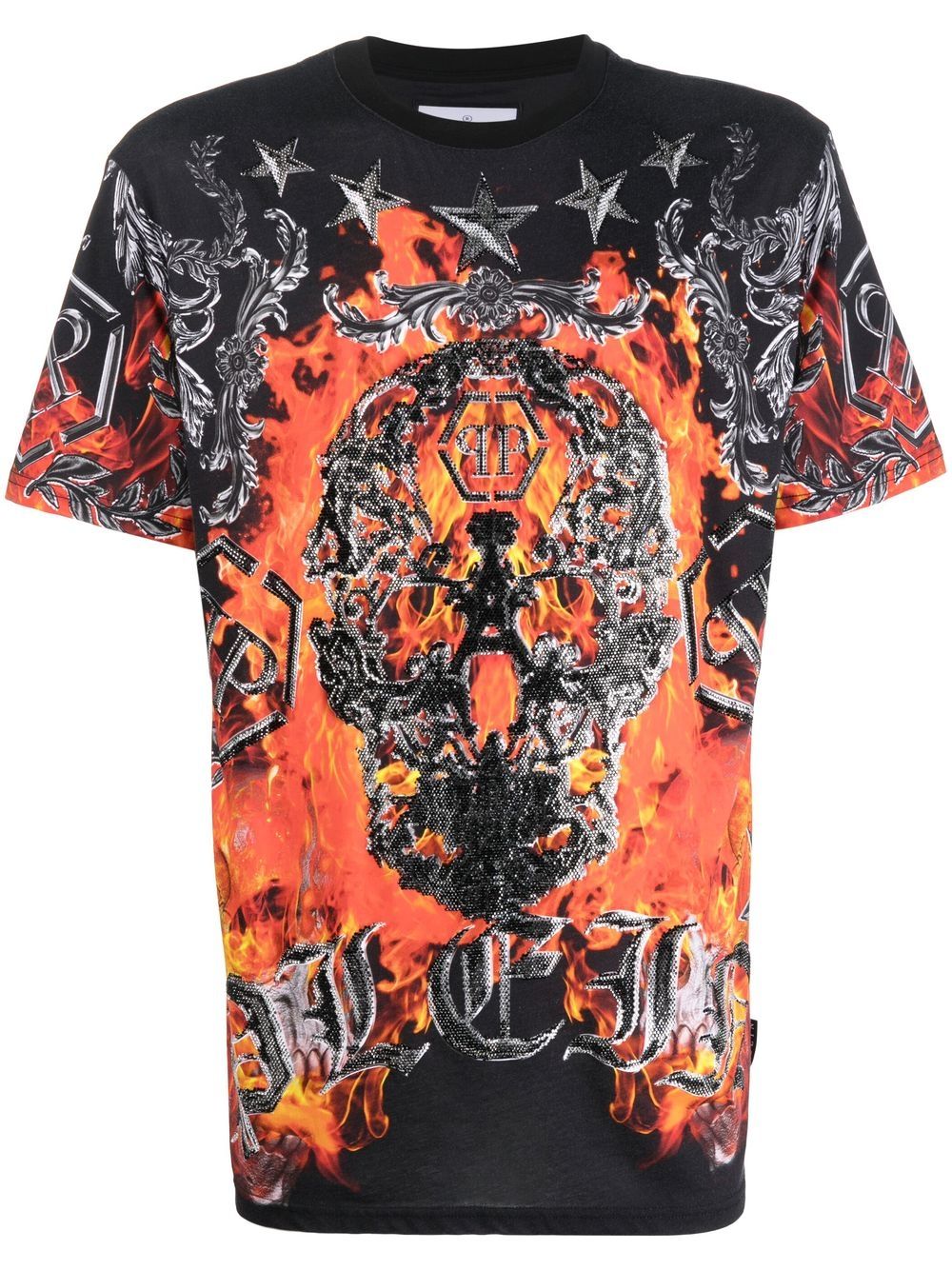 Flame-print short-sleeve T-shirt