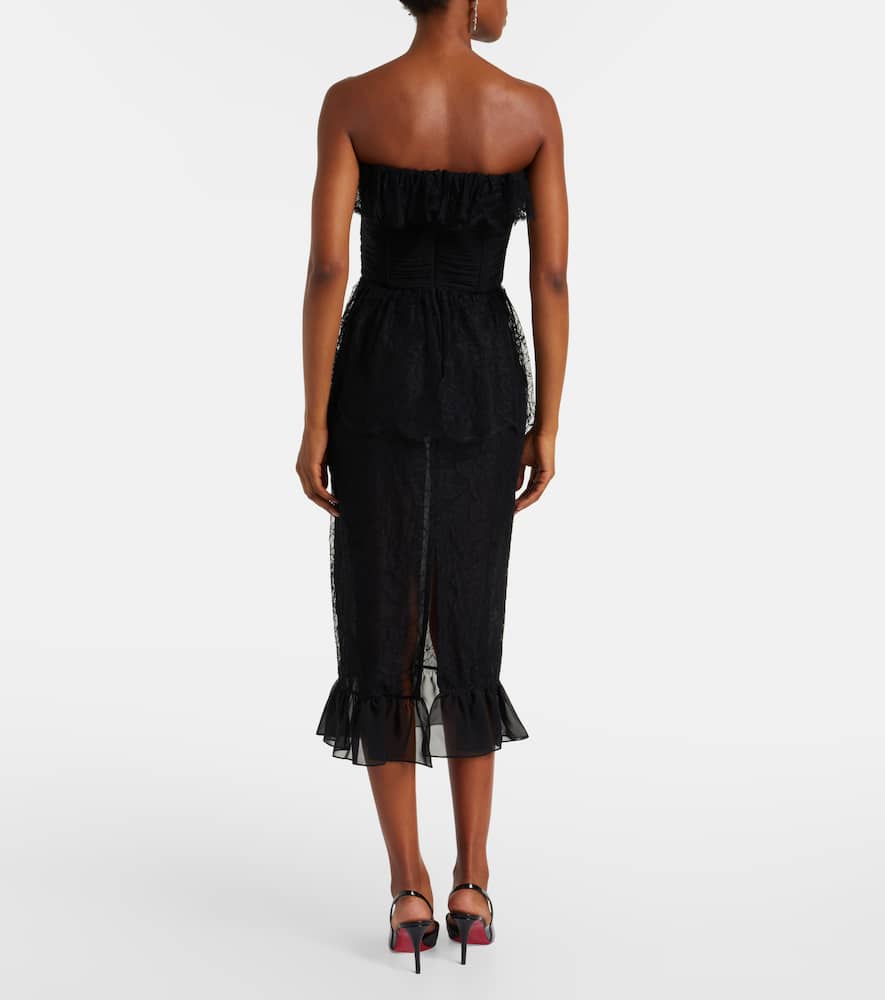 Lace and silk georgette bustier dress
