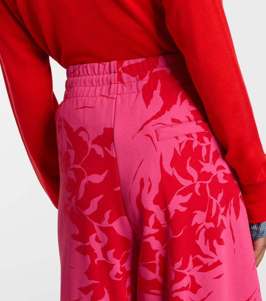 Floral pleated cotton jersey sweatpants