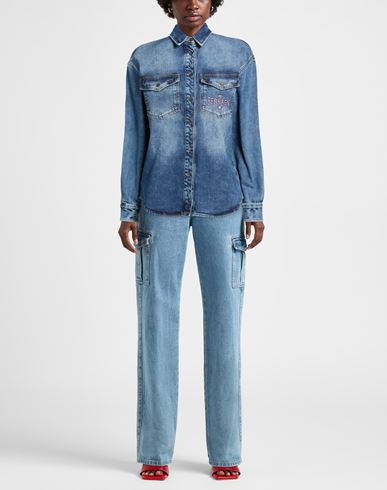 Woman Denim shirt Blue Size 2 Cotton, Elastane