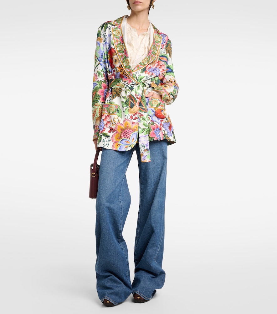 Floral silk wrap top