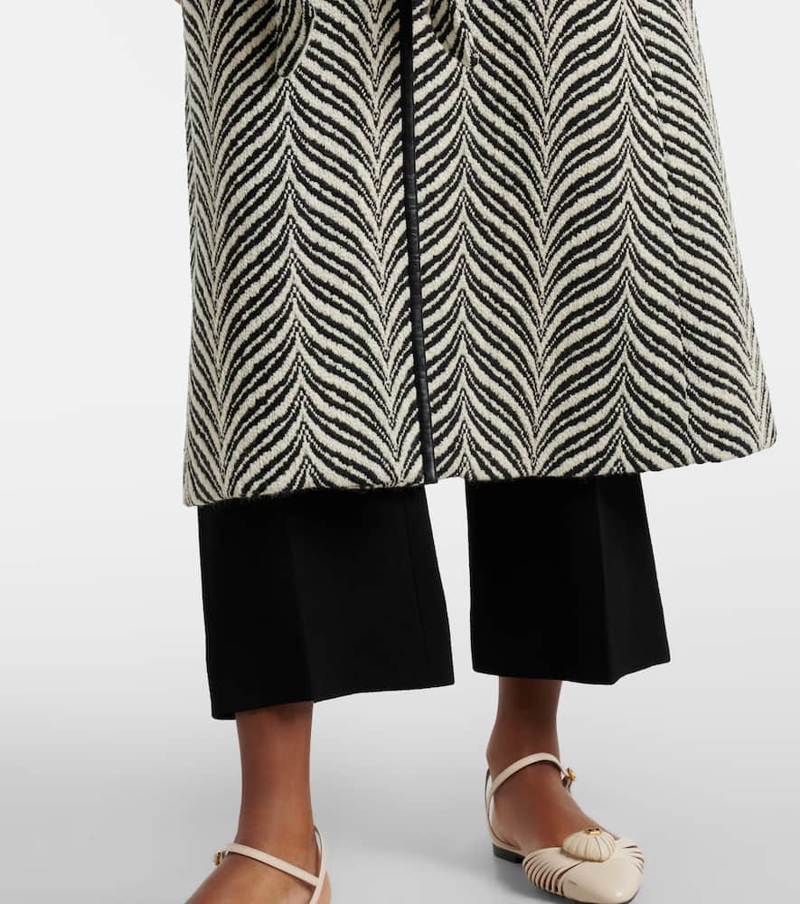 VGold shearling-trimmed wool-blend coat