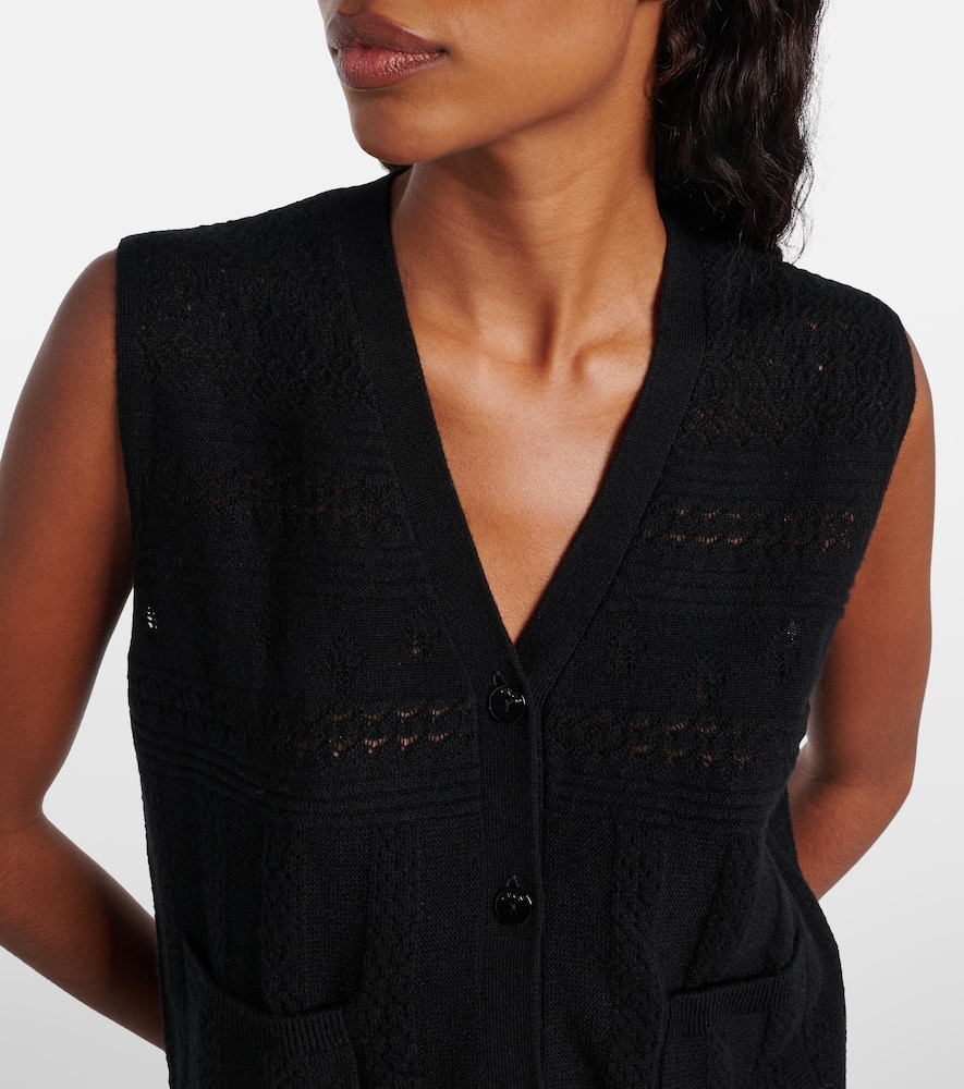 Mixte pointelle wool and cashmere sweater vest