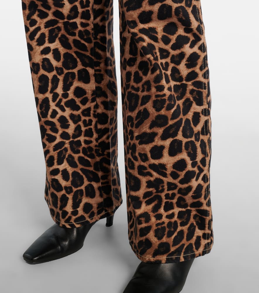 Leopard-print high-rise wide-leg pants