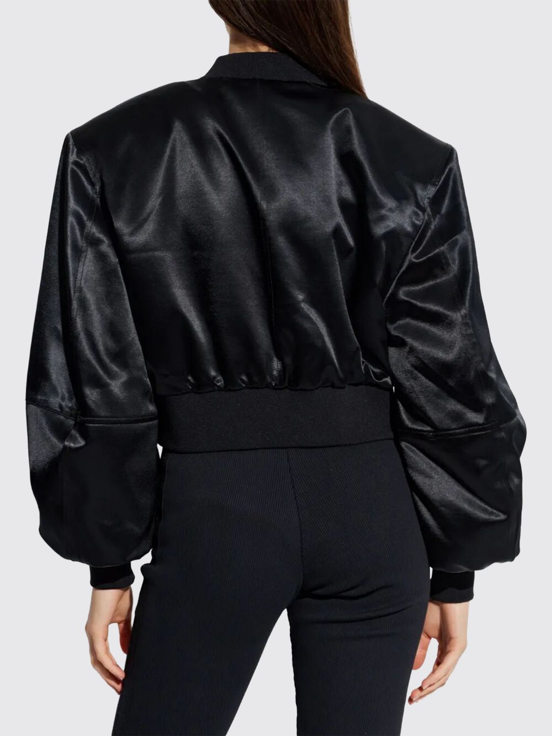 Shiny Satin Bomber Jacket Black